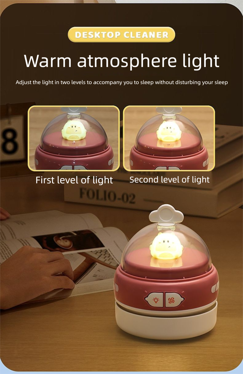 Electric USB Rechargeable Desktop Vacuum Eraser Sweeper Night Light Household Keyboard Dust Cleaner_voghion.com
