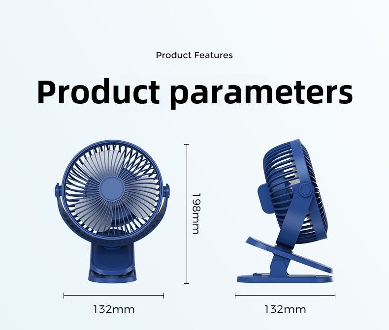 6-tommer Clip Fan Mini Bærbar Opladning Lang Batterilevetid Ventilator, Office Desktop Sovesal Stor Wind Silent Fan_voghion.com