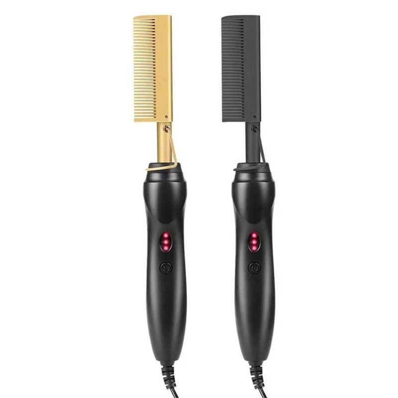 Elektrische Haarglättungsbürste aus Kupfer – 2-in-1-Styling-Tool für glattes und welliges Haar zu Hause (schnelles Aufheizen und Anti-Frizz)_voghion.com