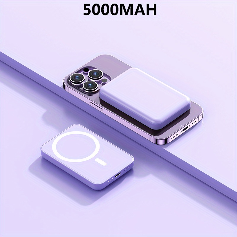 1pc 5000/10000mAh Mobile Power Bank, PD20W Super Fast Charge, Magnetic Suction Wireless Charging Bank, Portable Phone_voghion.com