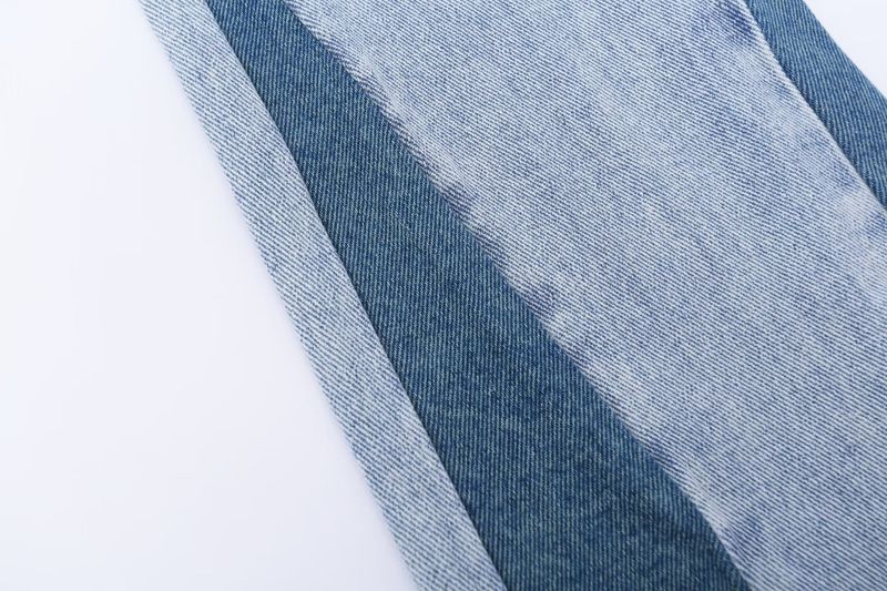 American Style Minimalist Distressed Color Blocked Denim Loose Street Washed Polished White Micro Flared Pants, Jeans_voghion.com