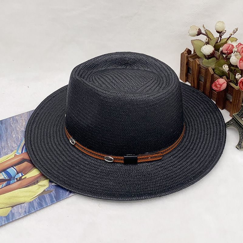 nuovo cappello da spiaggia parasole da uomo e da donna estivo da viaggio protezione solare cappello da cowboy occidentale cappello di paglia_voghion.com