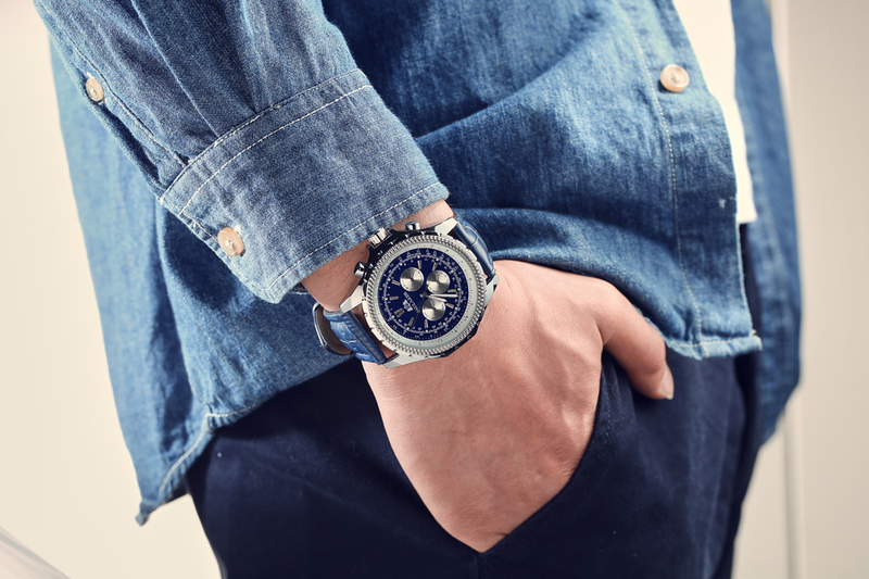 Automatische mechanische multifunktionale leuchtende Herrenuhr Kupfergürtel Leder_voghion.com