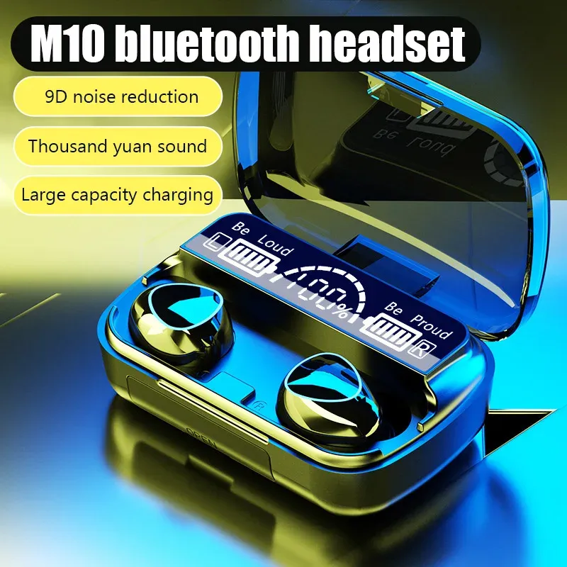Casque audio sans fil Bluetooth M10 TWS avec micro, chargeur 3 000 mAh, affichage LED_voghion.com