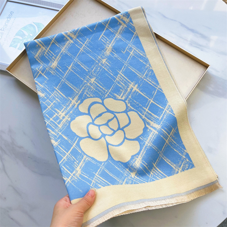 und süßes Mädchen I mitation Kaschmir Damen hochwertiger rosa Kamelie verdickter doppelseitiger Schal_voghion.com