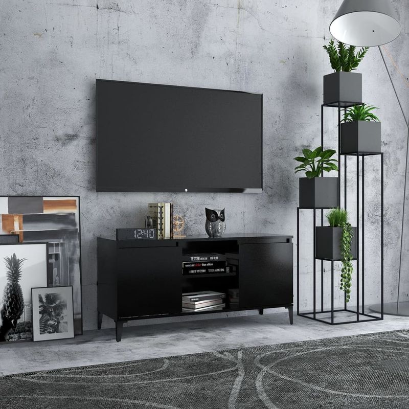 TV-Schrank Mit Metallbeinen Schwarz 103,5x35x50 Cm_voghion.com