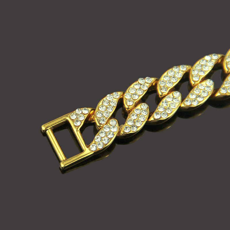 Mannen Iced Out Cubaanse Link Armband Gesimuleerde Diamanten Armband Cubaanse Links & Kettingen Lichtmetalen Armband voor Bangle Mannelijke Sieraden_voghion.com