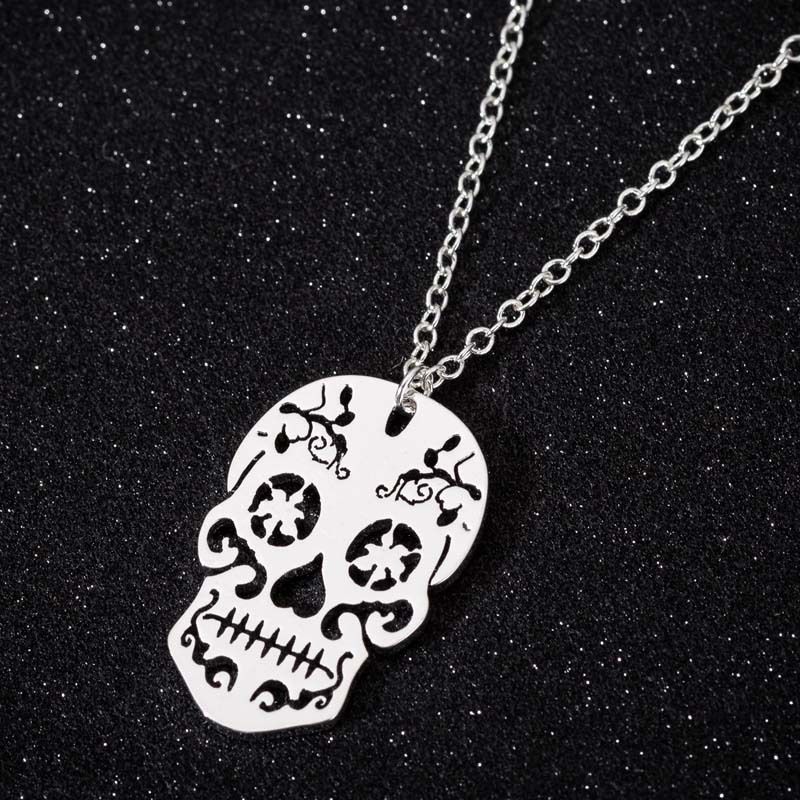 Vintage Horror ausgehöhlte Anhänger Halskette Unisex mexikanischen Schädel Schlüsselbein Kette Ornament Halloween Geschenk_voghion.com