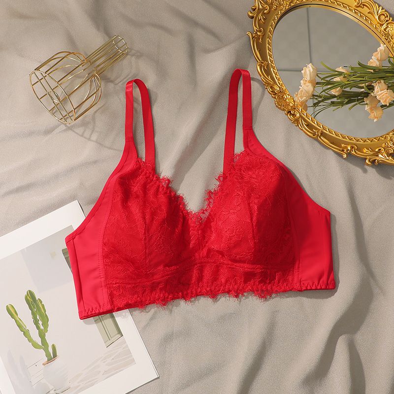 Plus Size 1-4XL Damme Plus Size Lingerie Sexy Ënnerwäsch Ultra Dënn Grouss Broscht Kleng Ultra Dënn Perspektiv Anti-Hängend Damme-BH_voghion.com