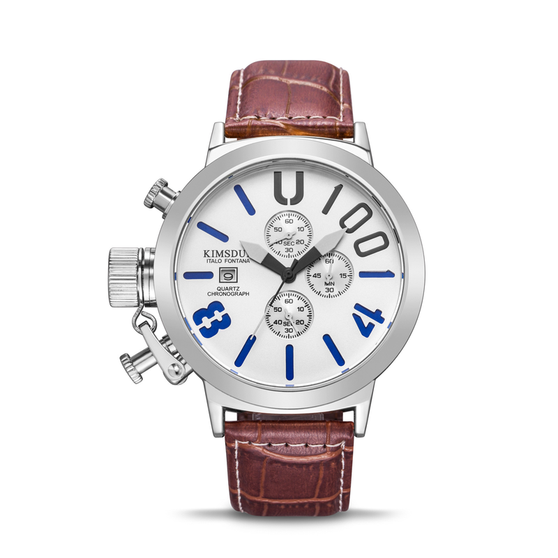 KIMSDUN Orologio da uomo con cinturino a quadrante grande Orologio impermeabile sportivo multifunzionale a tre occhi a sei pin_voghion.com