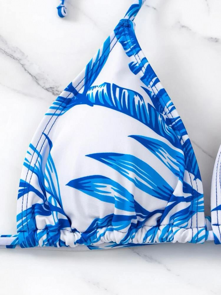 Costume da bagno intero da donna in rete con vita alta, stampa con coulisse, bikini in tre pezzi_voghion.com
