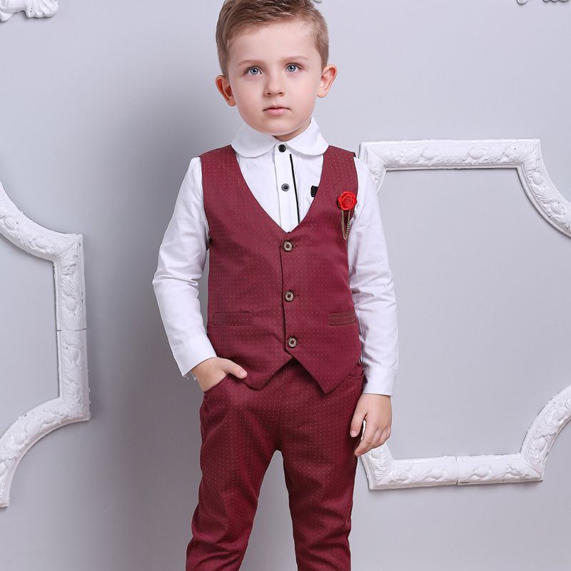 Costume gilet et pantalon en coton pour hommes, beau et à la mode, ensemble trois pièces pour vêtements de performance à la maternelle, nouvelle collection_voghion.com