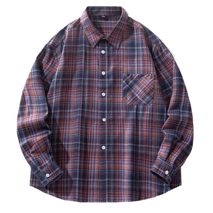 Camicia a quadri retrò, camicia casual da uomo, giacca, alla moda e alla moda, camicia street style_voghion.com