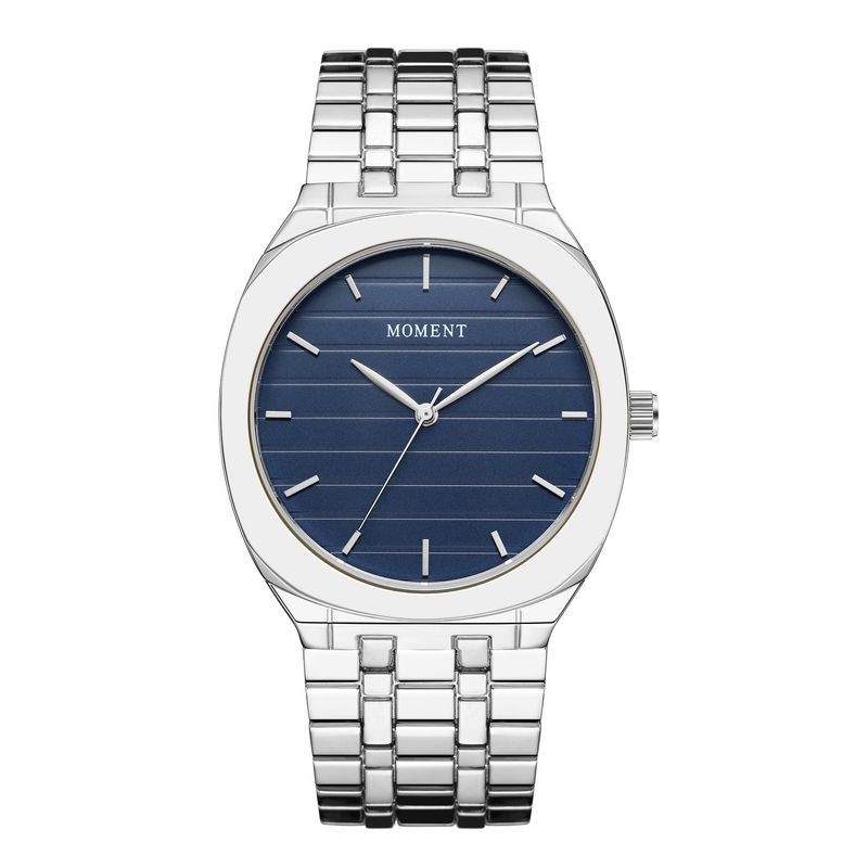 Fashion Simple Steel Band Men's Large Dial 3D Texture Square Quartz Watch_voghion.com