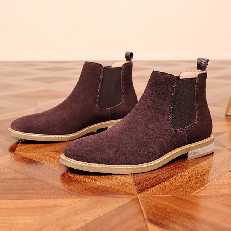 European Warm Series New Men's Slip-On Trendy Large Size Short Genuine Leather Cow Suede Boots For Men_voghion.com