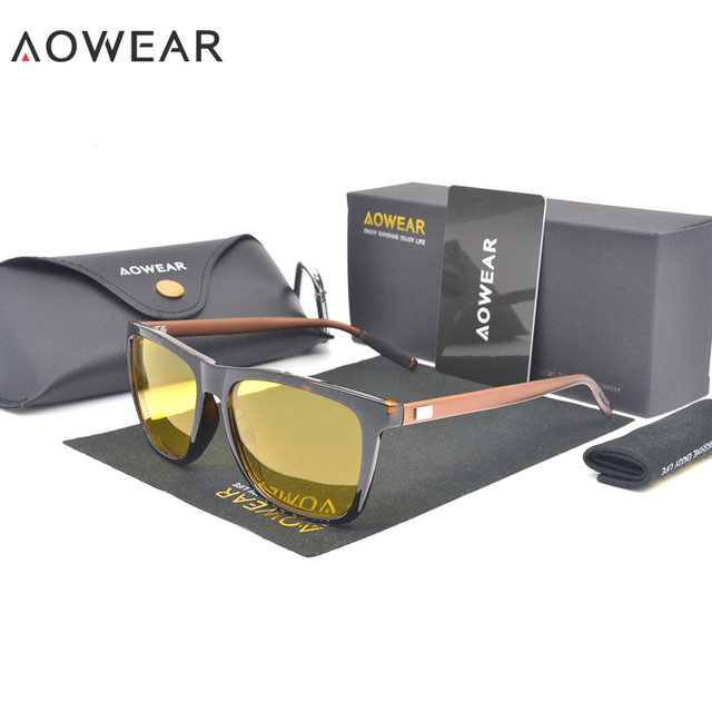 AOWEAR HD Occhiali per la visione notturna Uomo Alluminio Lenti gialle Occhiali da sole Uomo Polarizzati Occhiali da guida notturni sicuri Oculos Gafas De Sol_voghion.com