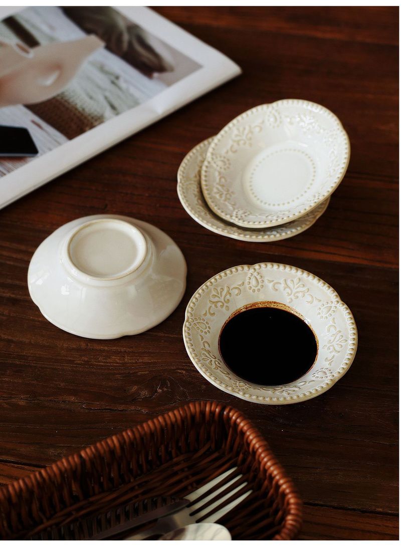 Wabi-Sabi Ceramic Condiment Dish – Minimalist Round Sauce Bowl For Coffee, Tea & Fine Dining, Microwave Safe_voghion.com