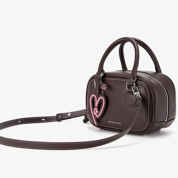 Borsa a tracolla in pelle casual, borsa bowling piccola quadrata_voghion.com