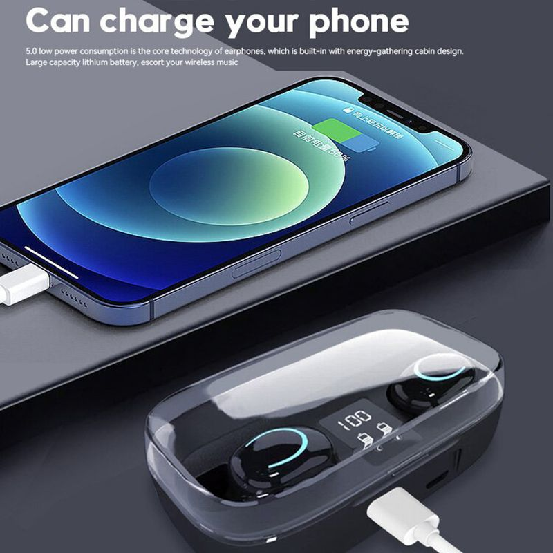 1 Set Headsets Digitalanzeige Wasserdicht Verzögerungsfrei Stabile Übertragung Anruffunktion Bluetooth 5.2 Drahtlose Kopfhörer_voghion.com