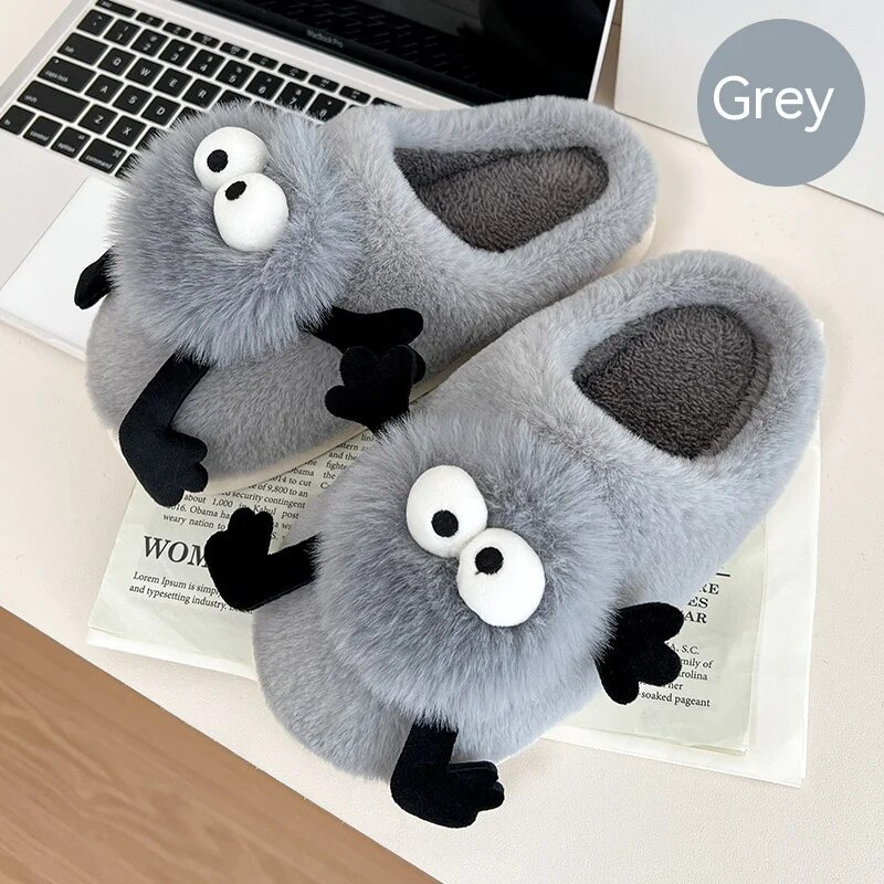 Paar Winter Zu Hause Frauen Schuhe Nette Cartoon Katze Hausschuhe Männer Warme Plüsch Gleitet Schlafzimmer Nicht-Slip Boden Pantoffel_voghion.com
