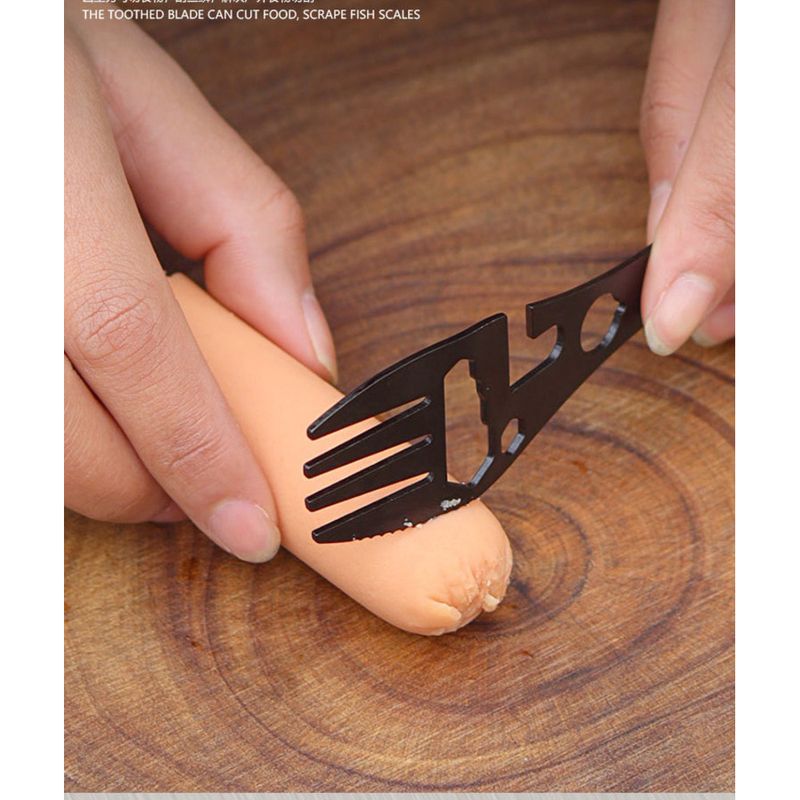 Camping Spork Multi-Tool - 5-in-1 Stainless Steel Spoon With Bottle Opener, Wrench & Can Opener | Compact Outdoor Eating Utensil For Hiking & Survival_voghion.com