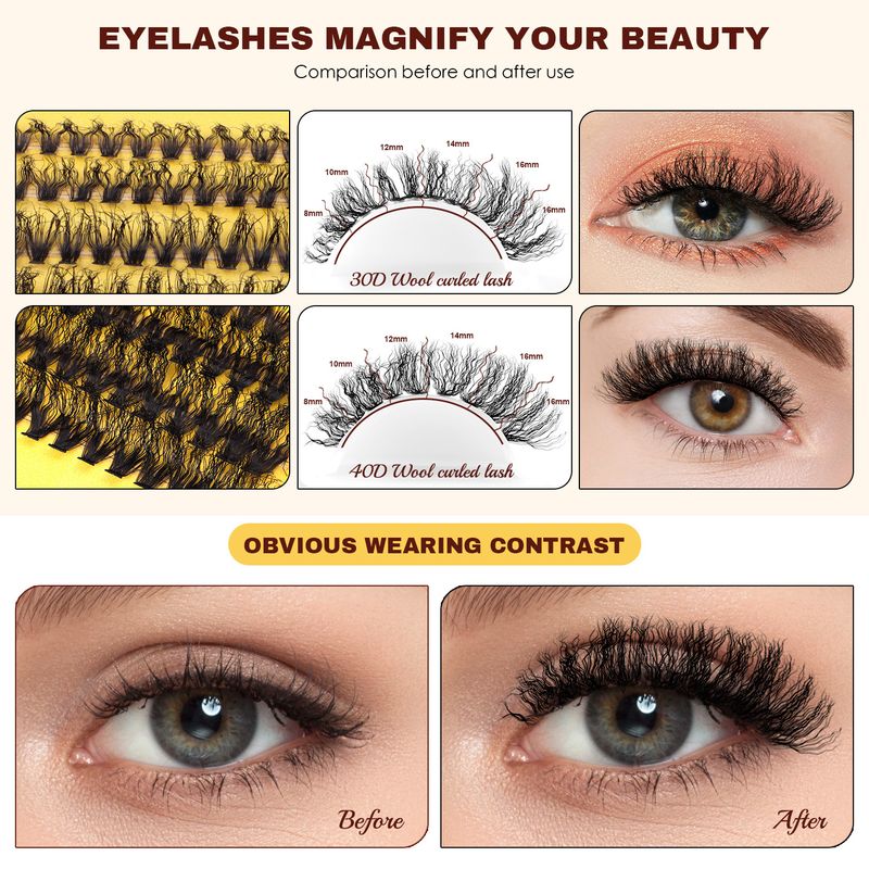 Cross border new single cluster wool curl false eyelashes natural fluffy thick segmented eyelashes light eyelash set_voghion.com