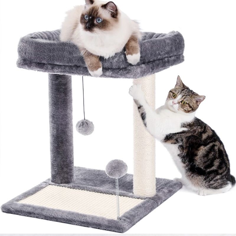 Small Climbing Frame Integrated Sisal Scratching Post With Cat Teaser Toy Plush Wear-resistant Pet Supplies_voghion.com