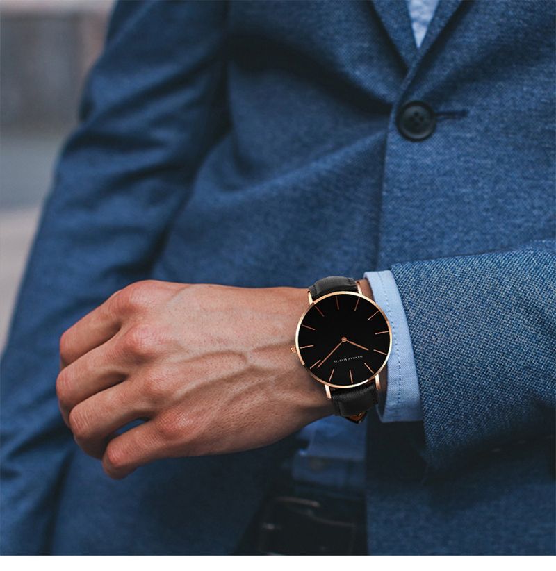 Heren casual quartzhorloge met Japans uurwerk, 40 mm roestvrijstalen kast, PU-leren band, waterbestendig, minimalistisch ontwerp_voghion.com