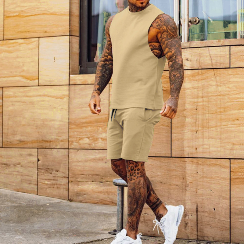 nieuw casual sportpak herensportvest vijfpuntsbroek tweedelige set warme stijl_voghion.com