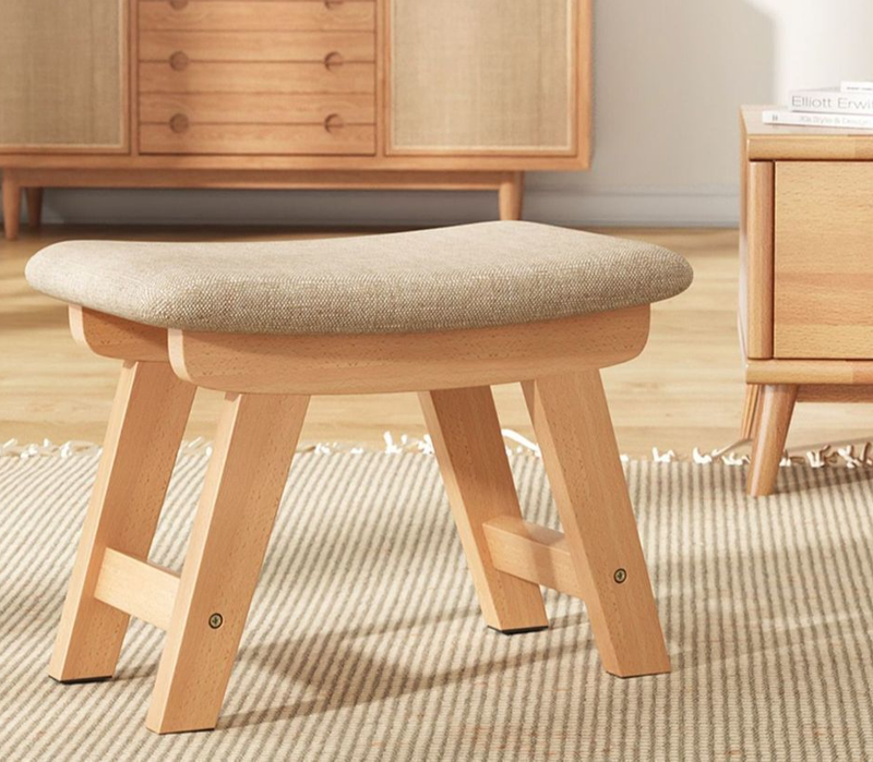 Fabric Home Use, Creative Bench For Changing Shoes, Solid Wood Coffee Table, Living Room Wooden Stool, Modern Simple_voghion.com