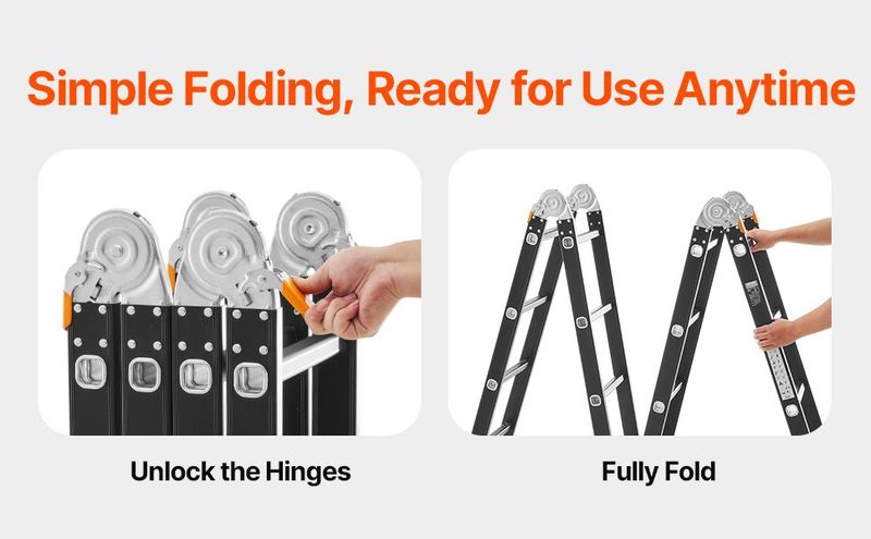 Multi-Purpose Folding Ladder 7-in-1 3 Step 12ft With Scaffolding Plank_voghion.com