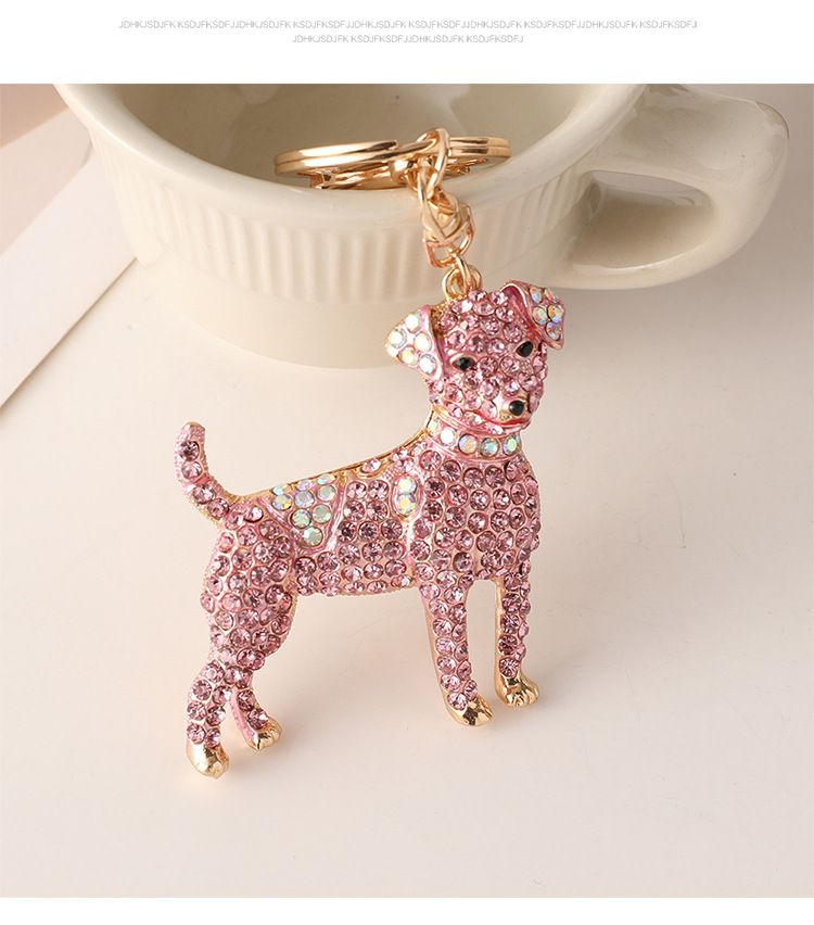 Portachiavi creativo in metallo per auto, ciondolo per borsa, animale, piccolo regalo, con dodici cani dello zodiaco intarsiati con diamanti_voghion.com