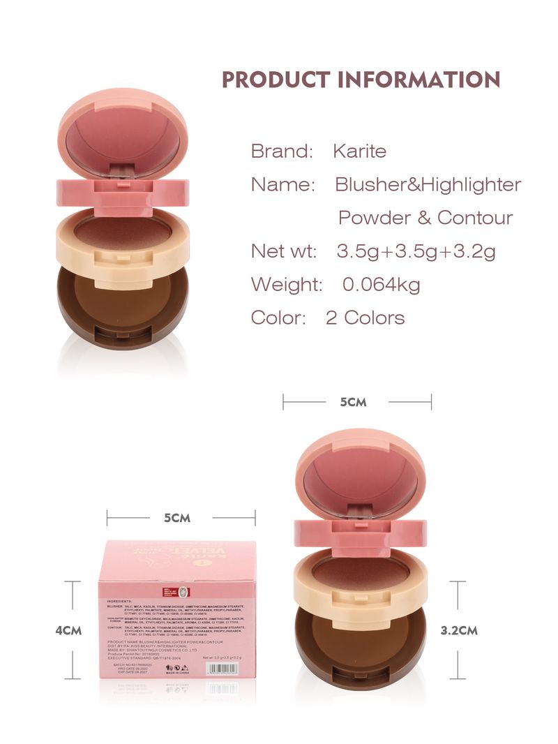 Kissbeauty Three-Color Matte Brightening Glitter Nose Shadow Contour Highlight All-in-One Palette_voghion.com