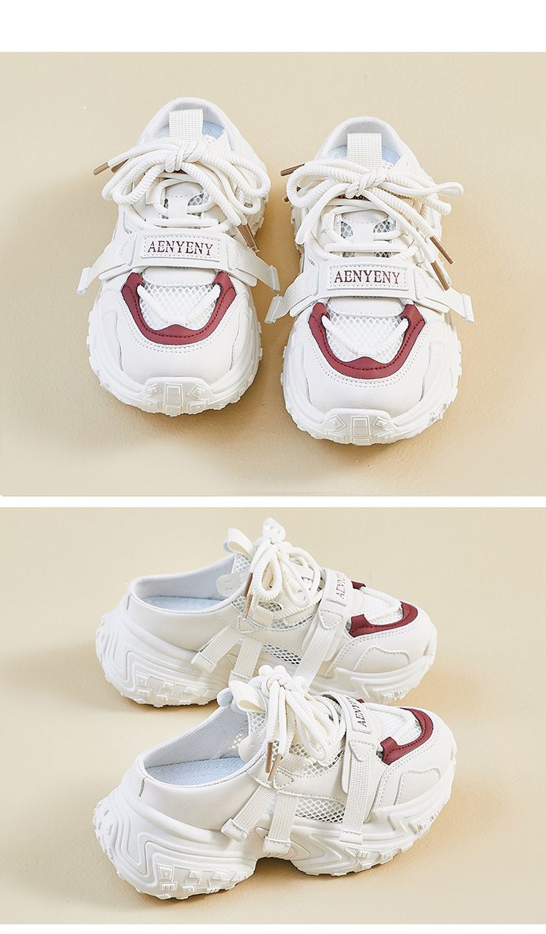 Half-Trust Dad Schuhe Studentin Casual Mesh Atmungsaktive Erhöhung Schuhe_voghion.com