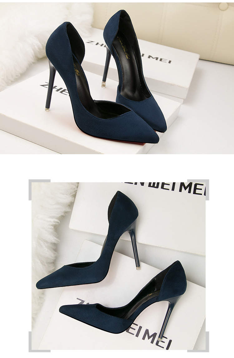 8915-3 Korean version fashionable and minimalist slim high heeled suede for slimming effect, shallow mouthed pointed_voghion.com