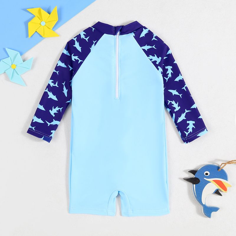 Traje de baño para madres e hijos, nuevo, de una pieza, tipo bóxer, con dibujos animados, cuello alto pequeño, cremallera, secado rápido._voghion.com