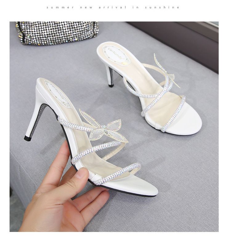 Neu Sandalen frauen linie mit strass bogen sexy große größe high heels stiletto_voghion.com