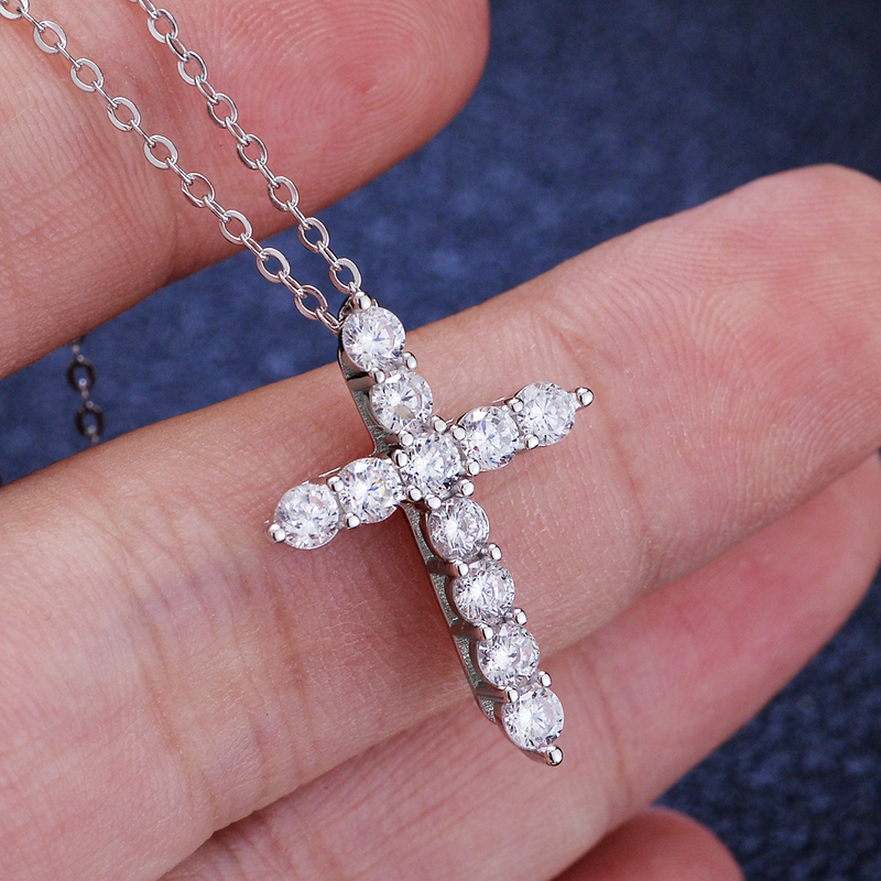 Collana in argento sterling con moissanite da 1 carato per donna, ciondolo geometrico a croce alla moda_voghion.com