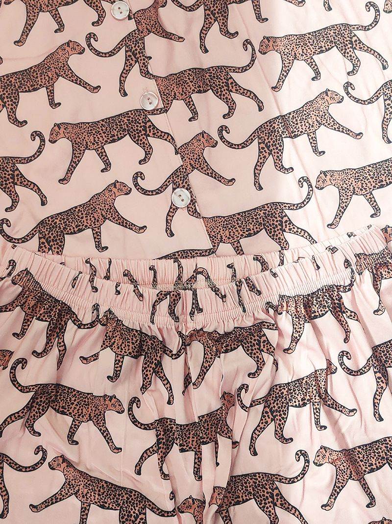 Summer Short-sleeved Shorts Women's Leopards Can Wear Thin Loose Loungewear Suit_voghion.com