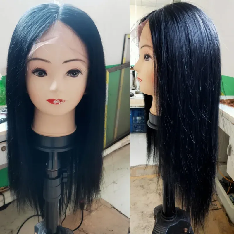 Jet Black Full Lace Wigs Sliky Straight Lijmloos Braziliaans Menselijk Haar 180% Dichtheid_voghion.com