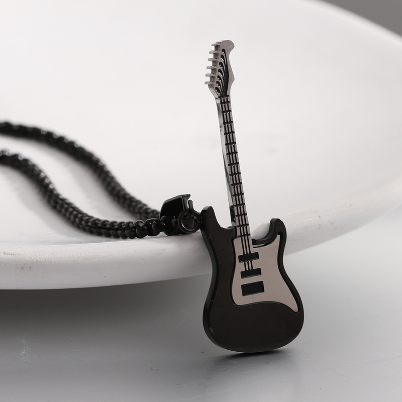New Instagram internet celebrity personality trend hip-hop stainless guitar pendant street rap titanium steel necklace_voghion.com