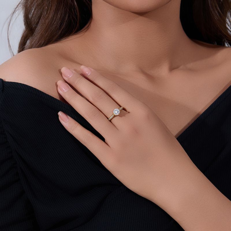 Gioielli da donna Anello classico con sei griffe di diamanti Anello in argento sterling S925 Regalo di compleanno Anello di nozze Gioielli di moda semplici e di lusso leggeri_voghion.com