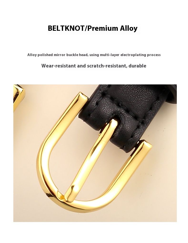 Cinto de couro feminino elegante e sofisticado, cinto simples e versátil, decoração feminina com jeans e couro legítimo_voghion.com