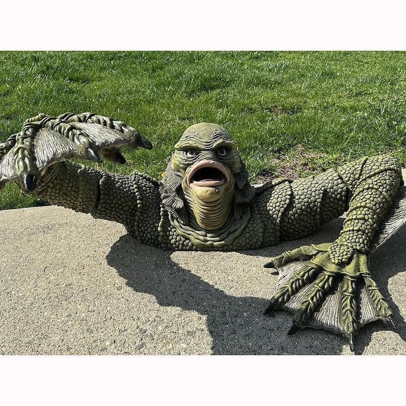 Decoración de pared de Hombre Lagarto para Halloween: Estatua de monstruo verde espeluznante para el hogar, decoración gótica de terror, figura única y aterradora para un ambiente espeluznante._voghion.com