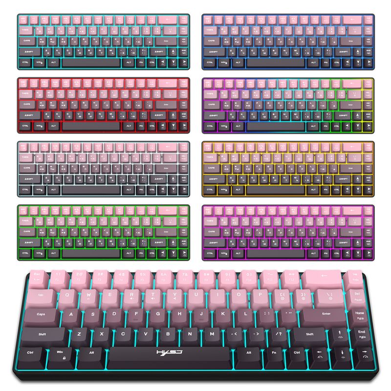 Tastiera a membrana cablata con colori sfumati a 68 tasti, tasti a iniezione bicolore senza conflitti a 25 tasti, retroilluminazione RGB_voghion.com