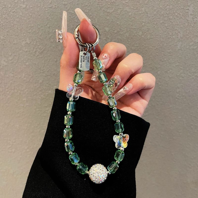 Crystal Phone Chain Strap - Rhinestone Beaded Lanyard With Bow Charm For Phone Case, Wrist Strap & Crossbody Accessory_voghion.com