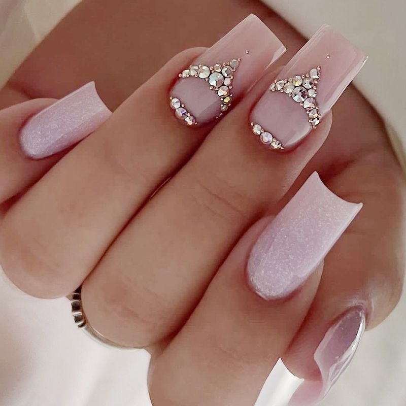 Spicy Girl Explosive Flash Wearing Solid Color Sparkling Powder Long Beauty False New Finished Nail Patch_voghion.com