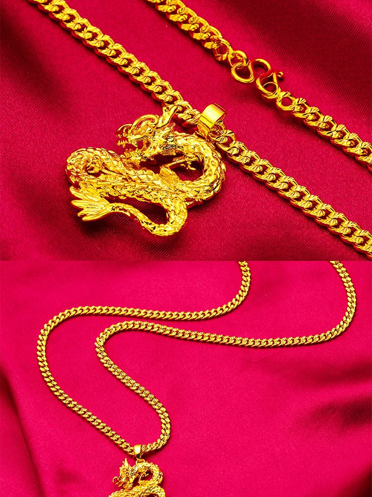 Unisex Jewelry Fashion gold domineering necklace Dragon necklace_voghion.com
