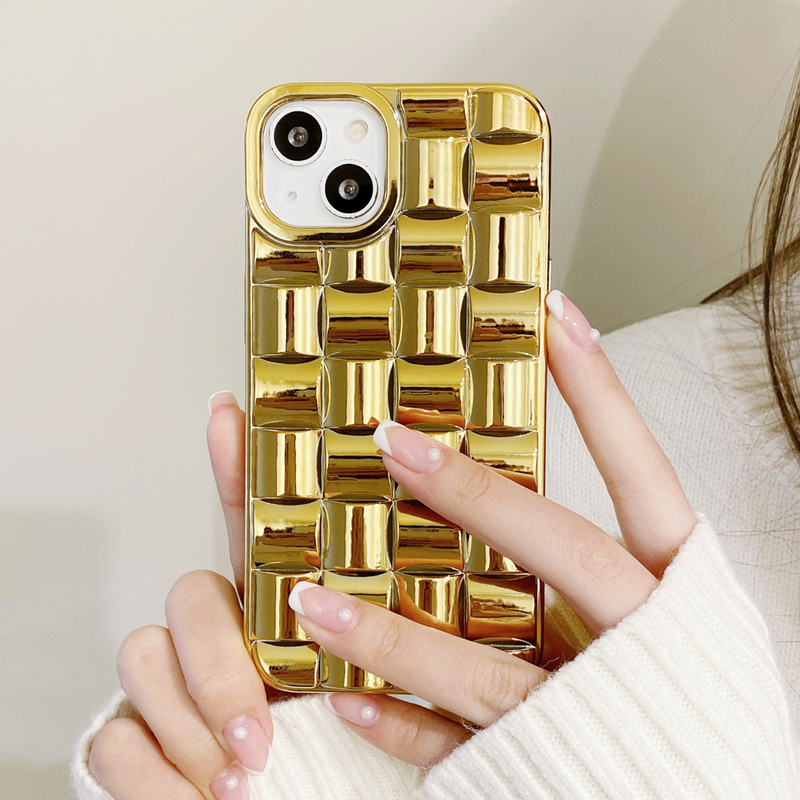 Mobile phone case square woven pattern suitable for iPhone14promax mobile phone case Apple 13/11 electroplating Samsung s22 soft_voghion.com