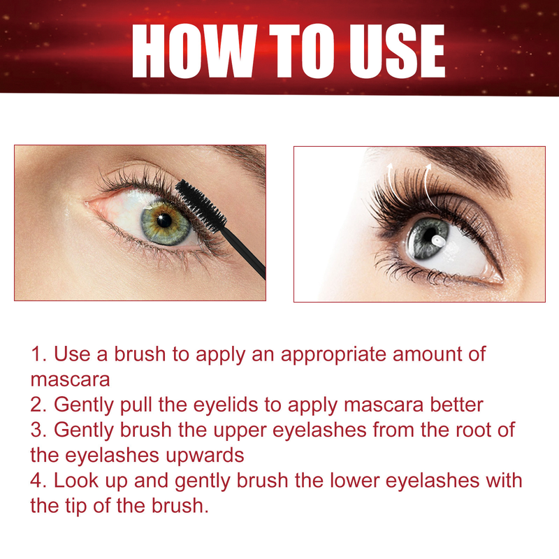 EELHOE mascara, fugtgivende øjenvipper, lange, krøllede, mørke, smukke, naturligt langtidsholdbare, ikke-udtværede mascara_voghion.com